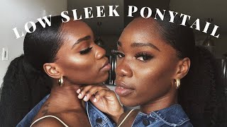 How To | Low Sleek Fluffy Ponytail On 4C Natural Hair | Under $6!!