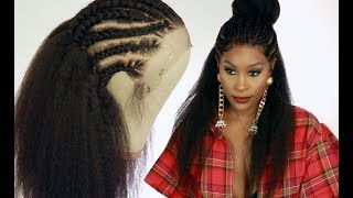 Full Lace Kinky Straight Wig! How To Do A Half Braided Look Ft Myfirstwig!