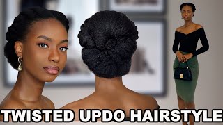 Twist And Tuck Updo Hairstyle On Natural Hair For Work And Meetings