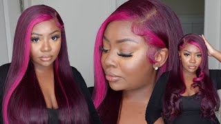 Wow!  Pink/Purple   Highlight Hd Lace Wig | Easy Install | Megalook Hair