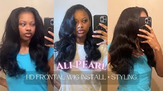 Ali Pearl Hair Hd Frontal Body Wave Wig Install +Styling