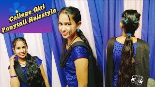 College Girl Ponytail Hairstyle For Long To Medium Hair'S || Hairstyle For Girls