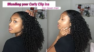 Installing & Blending Curly Clip Ins Twist Method | Ft @Hergivenhair