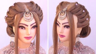 Wedding Hairstyles For Long Hair L Kashees Bridal Juda Hairstyles L Front Variation L Reception Look