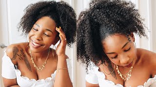Curly Drawstring Ponytail On Natural Hair | Cutie Pie Tresses