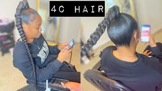 How To: High Sleek Braided Ponytail On 4C Textured Hair | 31 Days Of Hair| Day 8