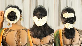 Easy Traditional Saree Hairstyle With Jasmine Flower | Hairstyle For Short Hair | Preity Neereekshan