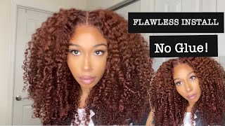 Glueless Auburn Brown Kinky Curly Textured Wig| Easy Install For Beginners| Ft. Klaiyi Hair