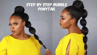 How To Do A Easy Bubble/ Balloon Ponytail With Kanekalon Braiding Hair | Quick Natural Hairstyle