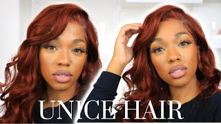 Unice 20 Inch Reddish Brown Body Wave 13X4 Lace Frontal