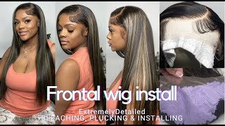 Extremely Detailed Frontal Wig Install | Bleaching + Plucking | Hermosa Hair