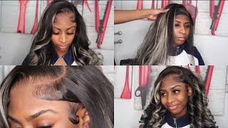 Oreo Highlights Side Part Frontal Wig Install | Black & White Ft Recool Hair