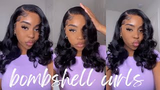 How To: Voluminous Bombshell Flatiron Curls On Bodywave Lace Frontal Wig Ft. Wiggins Hair