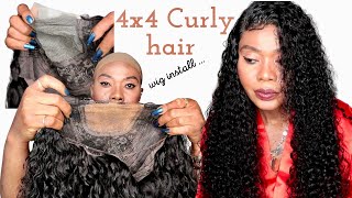 Watch Me Install + Style This 4X4 Curly Wig | Curly Summer Wig  | Aligrace Hair