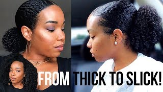 How I Get My Thick Natural Hair Into A Sleek Curly Ponytail!