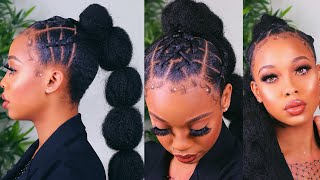 Spicy $5 Bubble Ponytail On Short 4C Natural Hair- Ft Outre X-Pression Soft Reggae Braid