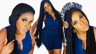 36" Knotless Triangle Twist Braided Full Lace Wig  Install | Fancivivi