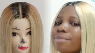 How To Make A Blunt Bob Wig With A  Braiding Hair|Ombre Blunt Cut Wig|.For Beginners.