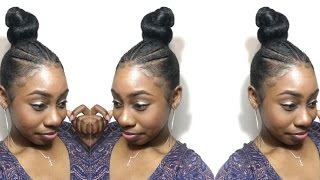 Sleek, Braided Bun Updo Using Kanekalon Braiding Hair | Natural Hair Tutorial