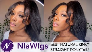 Super Cute Hairstyle Using Niawigs Kinky Straight Ponytail! | Straightened 4C Hair