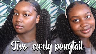 Two Curly Ponytail W/ Weave | On 4B/4C Hair