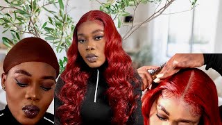 Perfect Reddish Brown Body Wave Lace Closure Wig Install | Step By Step | Tinashe Hair