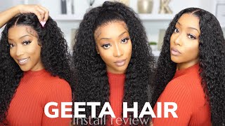 Get Beautiful Curls Using Water! | Curly Frontal Wig Install | Ft. Geeta