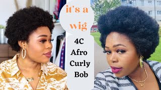 You Will Think It'S My Hair Sis .4C Afro Curly Bob Wig 13*4 Transparent Lace Ft Elfin Hair