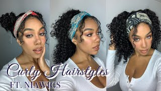 Curly Hairstyle Ideas & Simple Wig Install | Head Band Wig Review From Niawigs