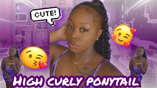 How To:  High Curly Ponytail / Easy Sleek Ponytail On Natural Hair