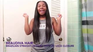 Natural Black Straight Hair Bundle 22",24",26"+20" Lace Closure Review On Beaudi