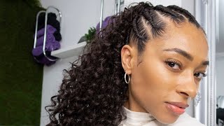 Feed In Braids With Curly Ponytail