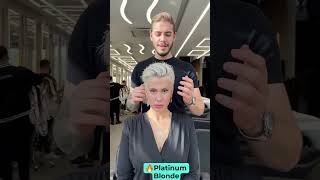 Watch Her Go From Curly Hair To A From  Platinum Blonde Pixie Cut