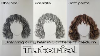 Drawing Curly Hair In 3 Different Medium|Simple Tutorial