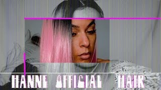  Hanne Hair Ombre Black To Pink Short Straight Wig