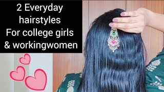 Beautiful Everyday Hair Style For College Girls & Working Women / Simple New Easy 1 Min Hairstyles