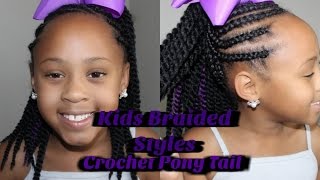 How To Corn Roll  Crochet Ponytail ( Kids Braided Styles)