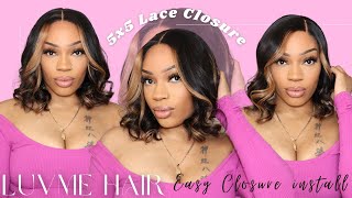 Ready To Wear Bob Wig | 5X5 Hd Lace  Loose Wave Install | Luvme Hair