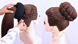 High Bun With Donut Step By Step Tutorial Hairstyle | Wedding Hairstyle