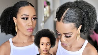 How To: Sleek Down Fluffy  Ponytail On 4C Natural Hair /$5 Protective Style /Tupo1