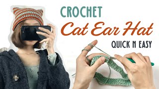 Cat Ear Beanie (Sack Hat) Crochet In-Depth Tutorial For Beginners - Quick & Easy Project