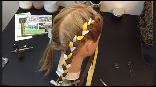 Two French Braids With Ribbon, How To, Cute Girl Hair Style,  (Video 3)