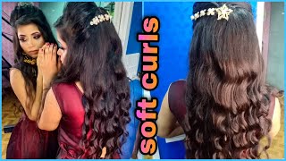 Party/Wedding Hairstyle For Thin Hair With Curls //Hollywood Curls//Long Lasting Curls//Soft Curls