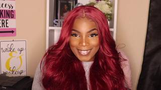 Amazon Burgundy Red Synthetic Lace Front Wig For $37