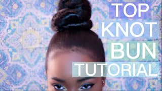 How To: Top Knot Bun Tutorial W/ Sensationnel Instant Drawstring Ponytail  | Brwnskindbeaut