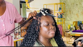 How To Extra Flat Root Goddess Knotless Braids /Micro Braid With Curly End/