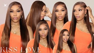 Chocolate Brown  26"  Deep Side Part Frontal Wig Install | Kiss Love Hair