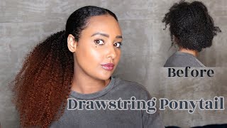 Best Easy Protective Style Sleek Curly Drawstring Ponytail (No Heat) |Type 4 Hair | Ft. Hergivenhair