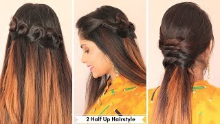Easy 2 Halfup Hairstyle For Tradition Indian Outfit/ Easy Hairstyle For Kurti