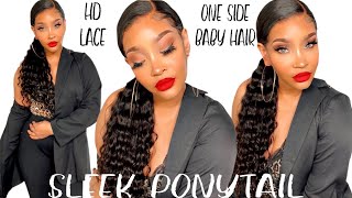 Watch Me Install & Style This Loose Deep Wave Wig + Sleek Ponytail & Side Baby Hair| Ft Tinashe Hair
